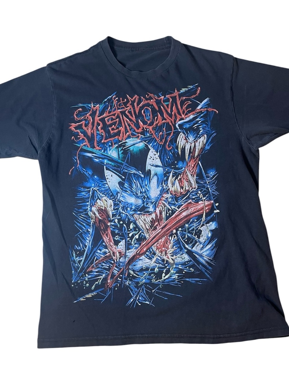 Marvel Venom Graphic Tee - Navy Blue with Red & Light Blue Print